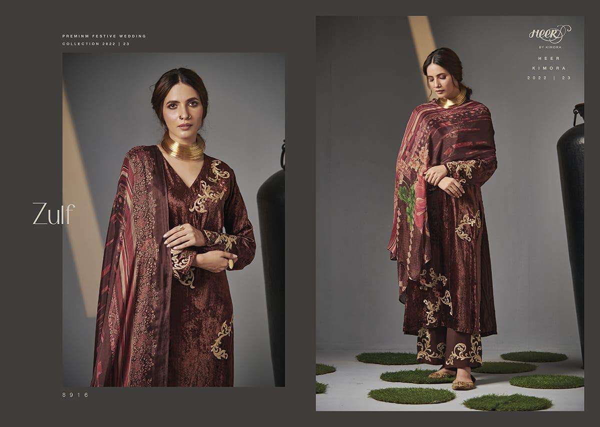 kimora zulf 8911-8918 series pure velvet fancy embroidered salwar suits collection surat