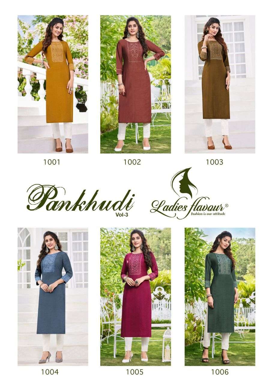 ladies flavour pankhudi vol-3 pure viscose designer kurtis wholesale price supplier surat