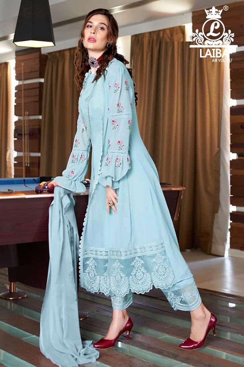 laiba am-147 pure georgette designer tunic with kalidaar jackets collection wholesale price 