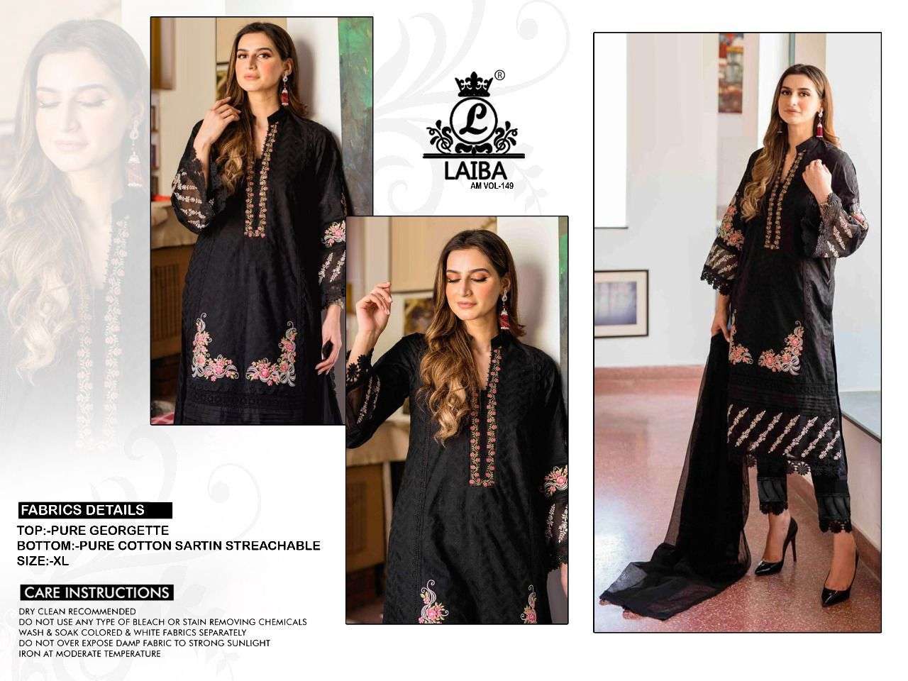 laiba am vol-149 georgette deisgner black beauty stich pakistani salwar suits wholesale dealer surat 