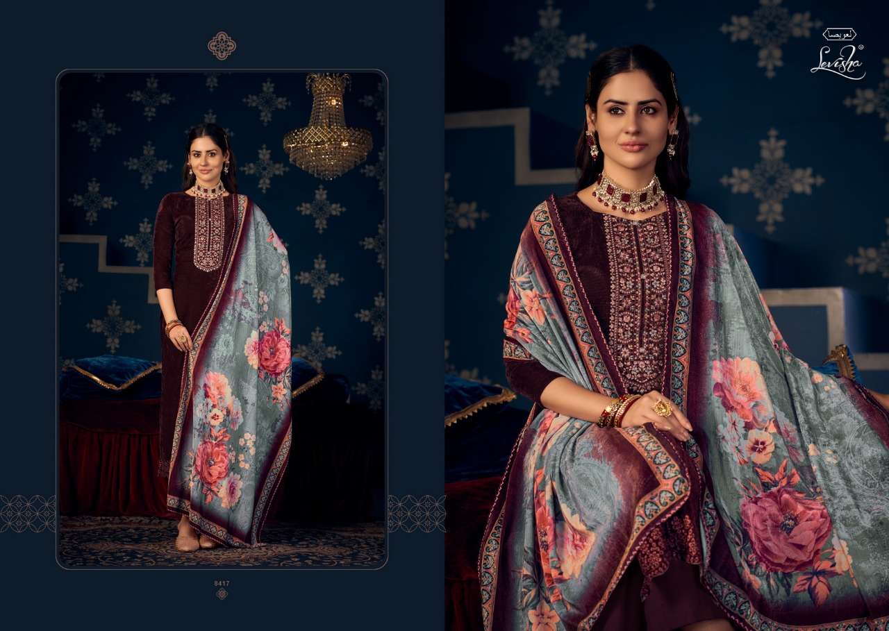 levisha ekanya vol-2 8413-8418 series velvet designer party wear salwar kameez online wholesaler surat 
