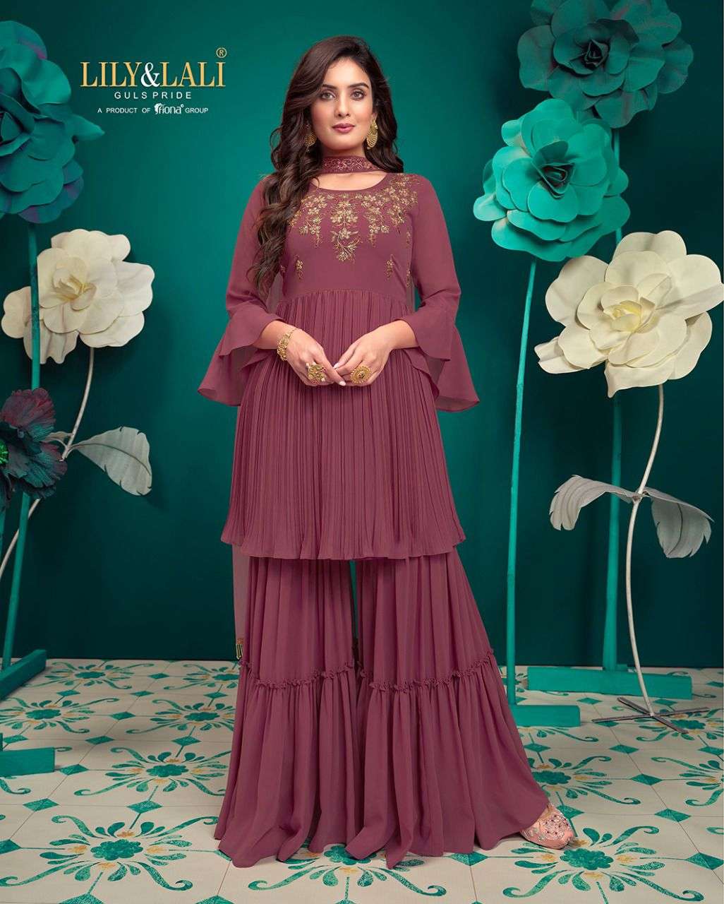 lily&lali isabel georgette fancy handwork kurtis with sharara suits wholesale price surat