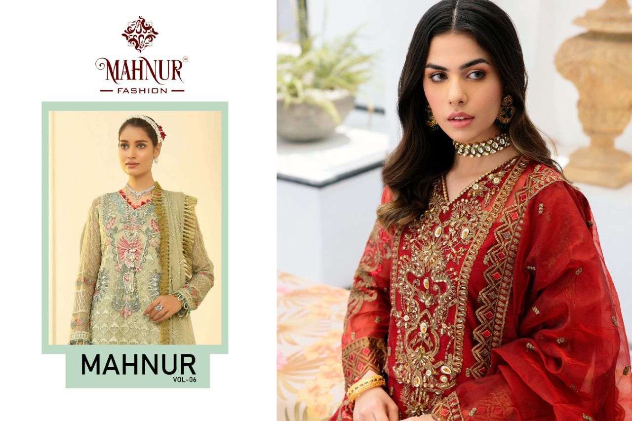 mahnur fashion mahnur vol 6 1001-1003 series trendy designer salwar suits wholesaler surat 