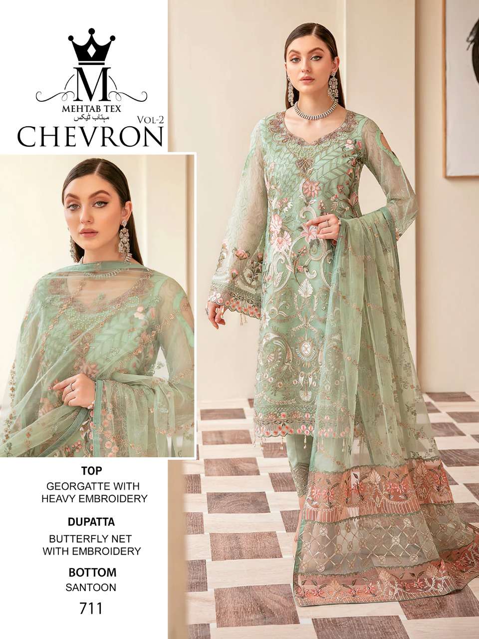 mehtab tex mehtab chevron vol-2 georgette heavy embroidered salwar kameez wholesale price 