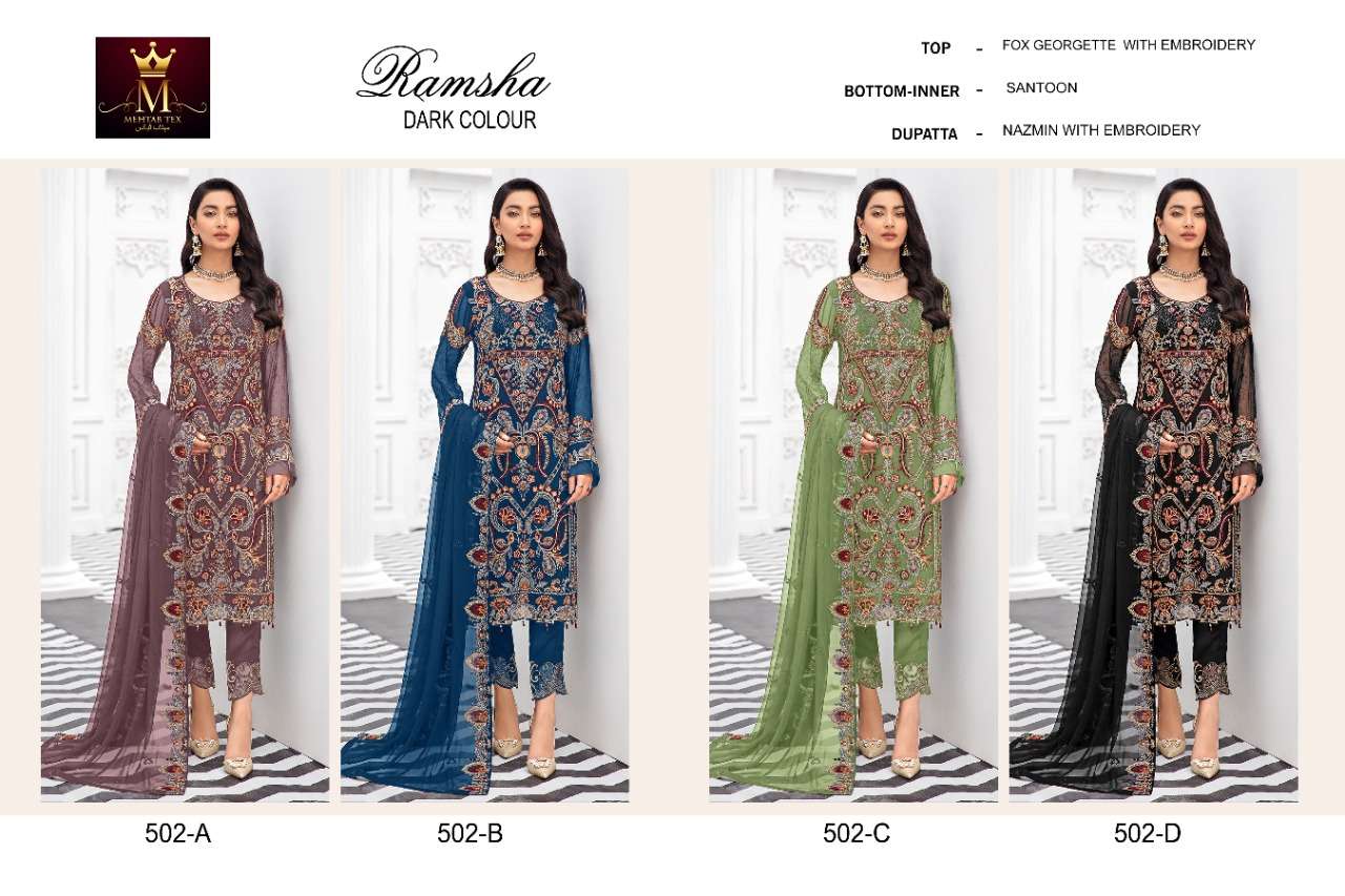 mehtab tex ramsha dark colour 502 series pakistani designer salwar kameez 2022 