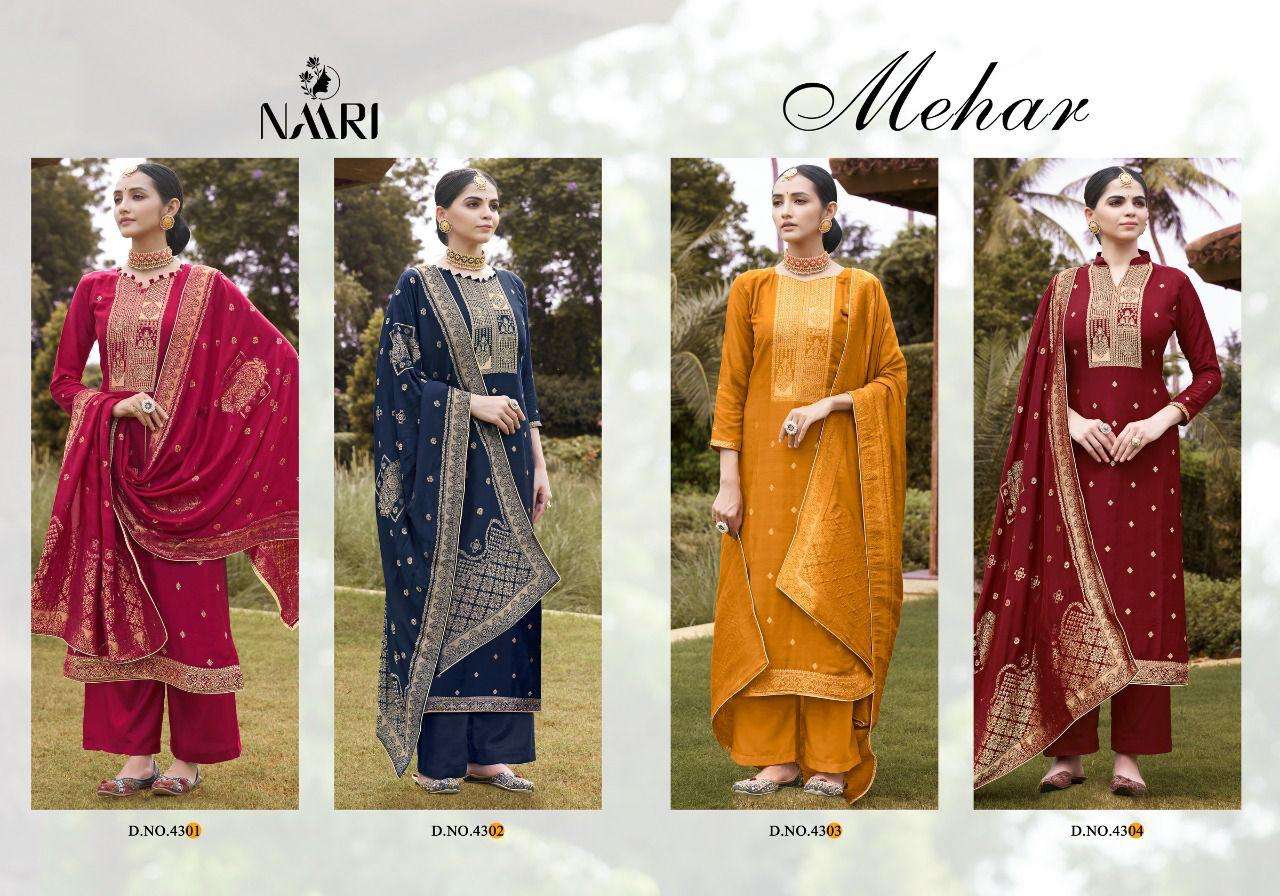 naari mehar muslin exclusive salwar suits for wedding special catalogue surat 