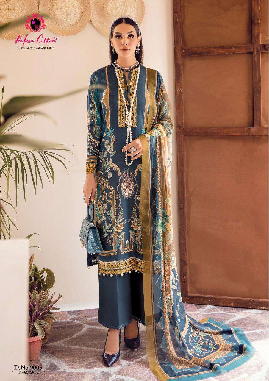 nafisa cotton sahil vol-9 pure cotton unstich pakistani salwar suits collection surat