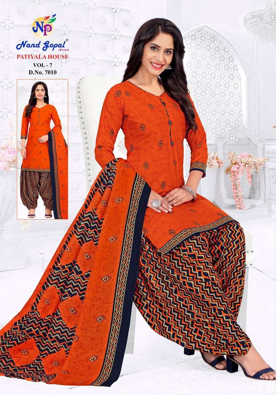 nandgopal prints patiyala house vol-7 fancy cotton unstich salwar suits collection surat