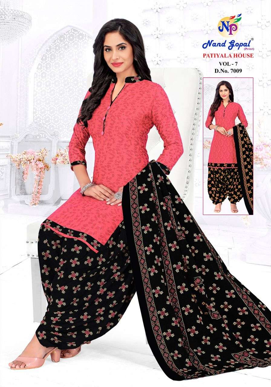 nandgopal prints patiyala house vol-7 fancy cotton unstich salwar suits collection surat