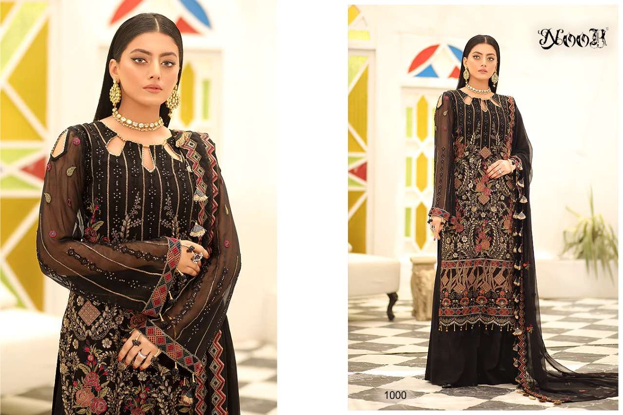 noor rangoon vol-5 999-1001 georgette fancy embroidered salwar suits wholesale price