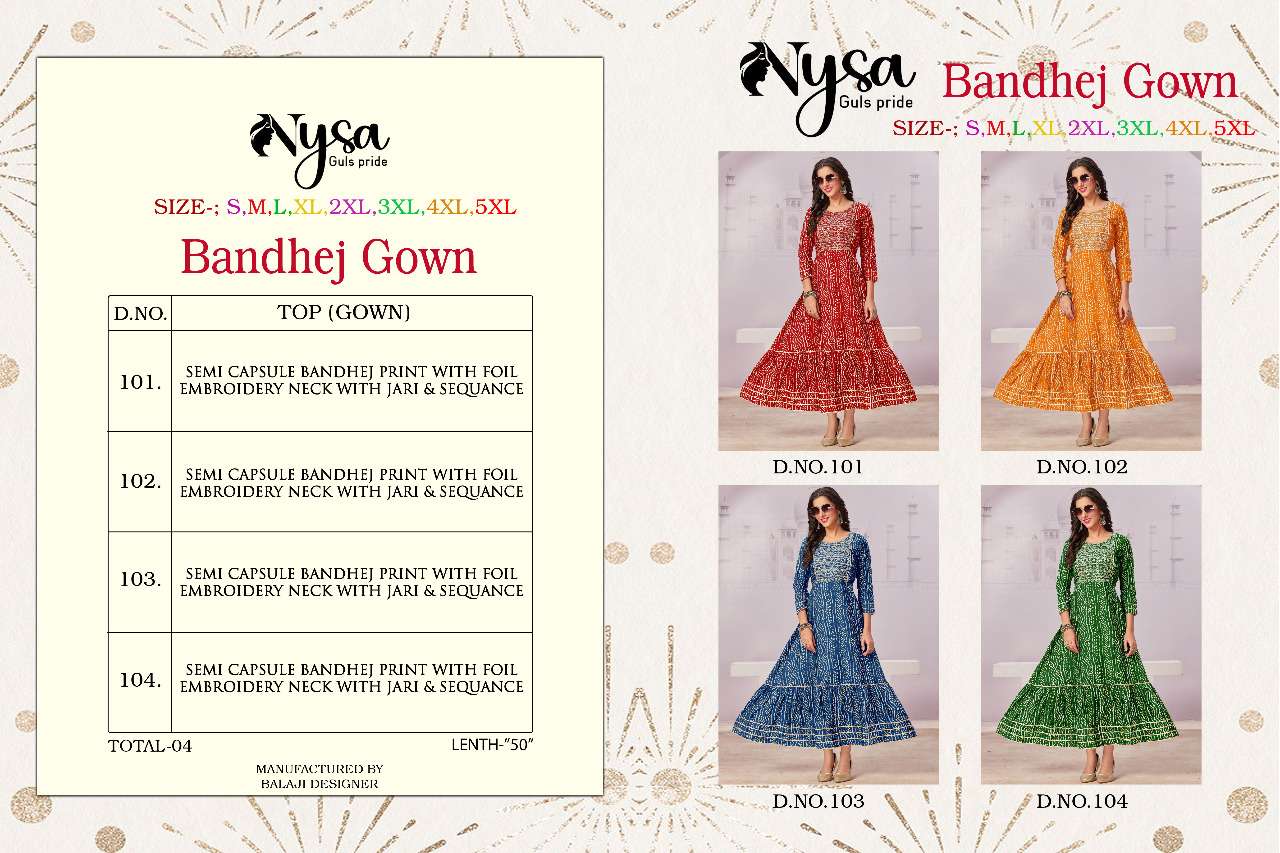 nysa bandhej gown semi capsule foil printed collection wholesale price 