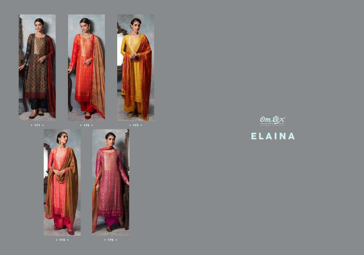 omtex by elaina 171-176 series designer ajja silk jequard designer salwar kameez online wholesaler surat 