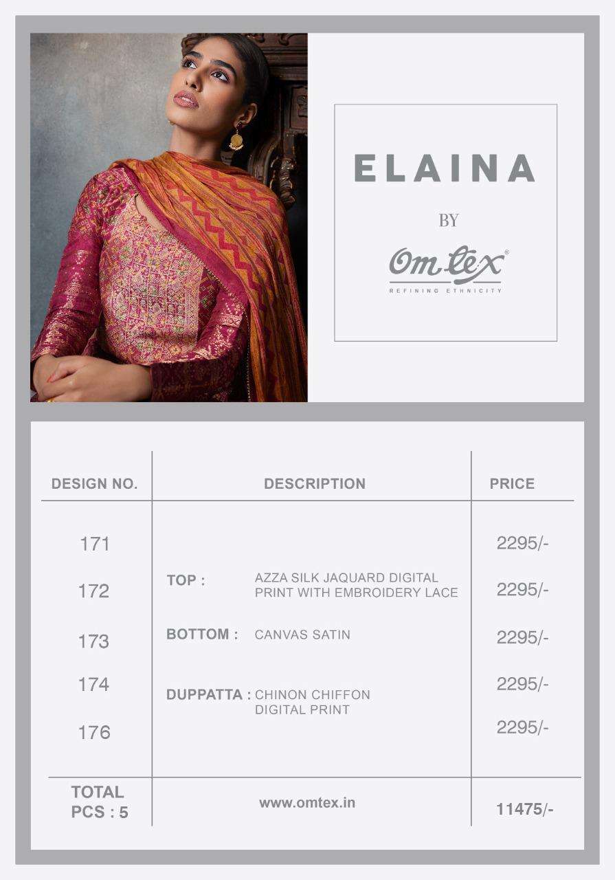 omtex by elaina 171-176 series designer ajja silk jequard designer salwar kameez online wholesaler surat 