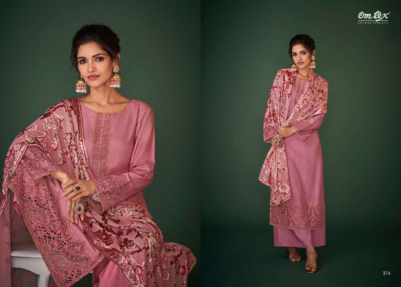 omtex paakhi 271-276 series pure pashmina digital printed dress material collection surat