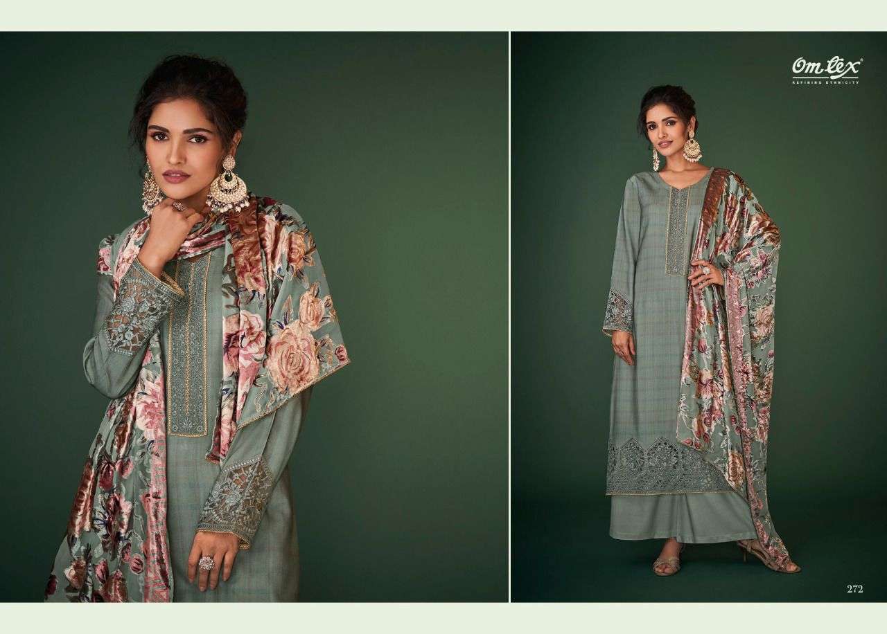 omtex paakhi 271-276 series pure pashmina digital printed dress material collection surat