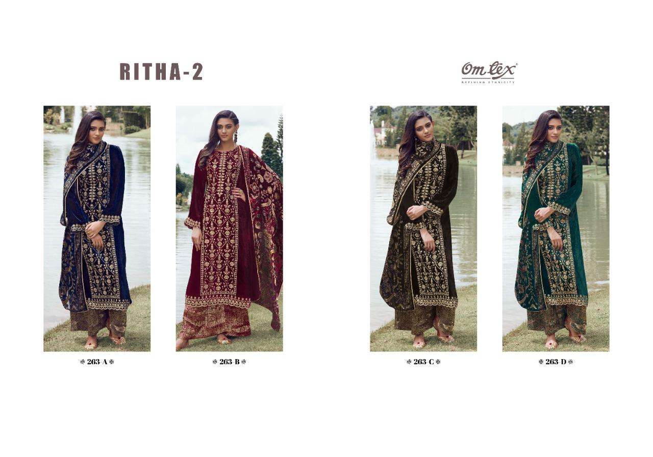 omtex ritha vol-2 263 series viscose velvet designer salwar kameez wholesale price surat