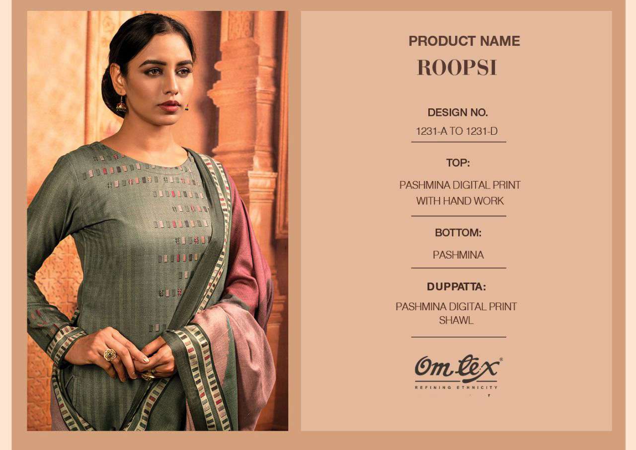 omtex roopsi 1231 colours pashmina digital printed with work salwar kameez wholesale price