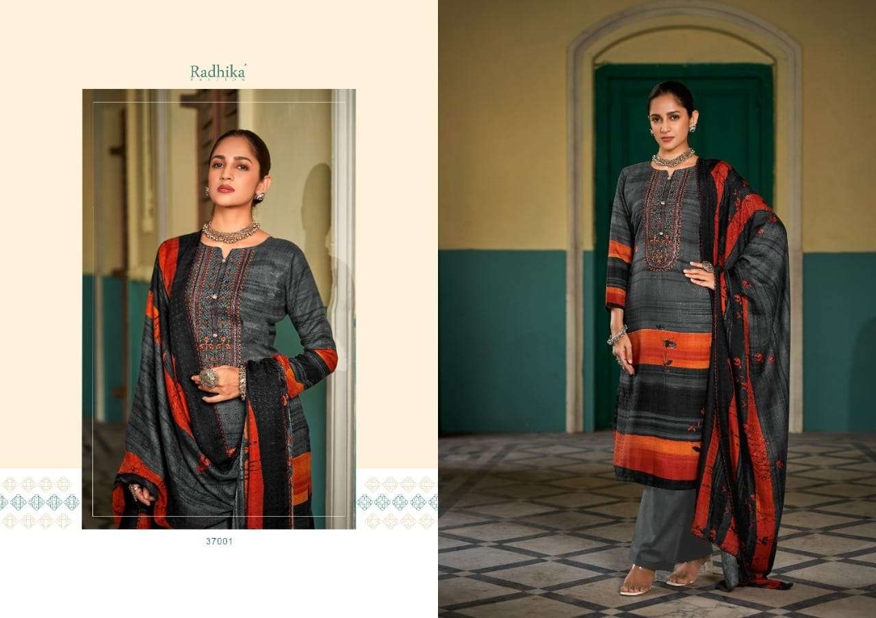 radhika fashion rubina 37001-37008 series pure pashmina winter collection salwar suits surat