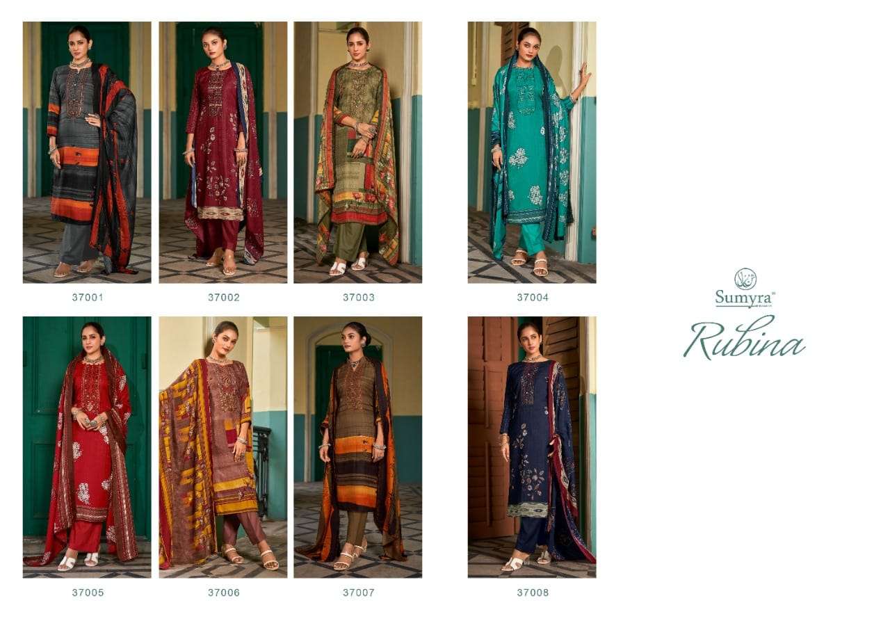 radhika fashion rubina 37001-37008 series pure pashmina winter collection salwar suits surat