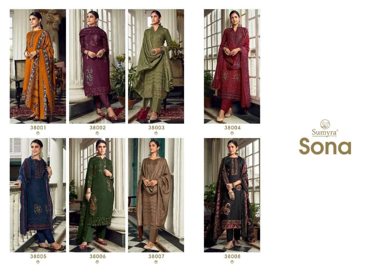 radhika fashion sona 38001-38008 series pure pashmina salwar suits wholesale price 