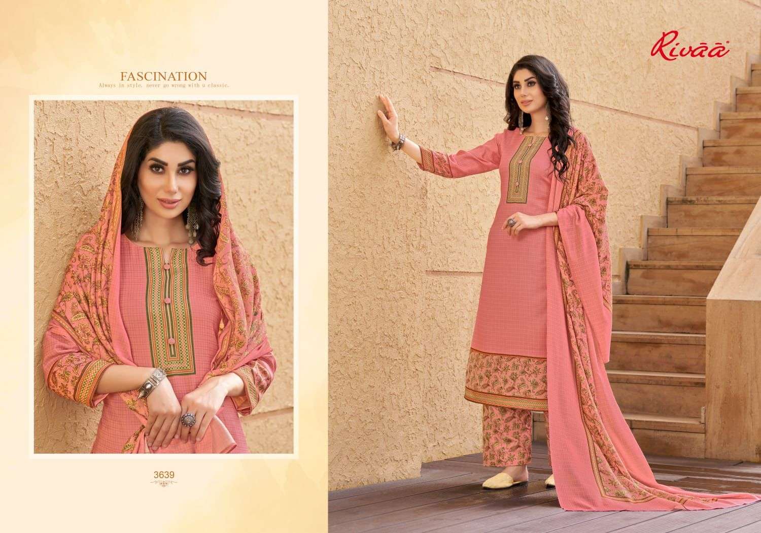rivaa exports nihaar pashmina kani digital printed dress material wholesale price surat