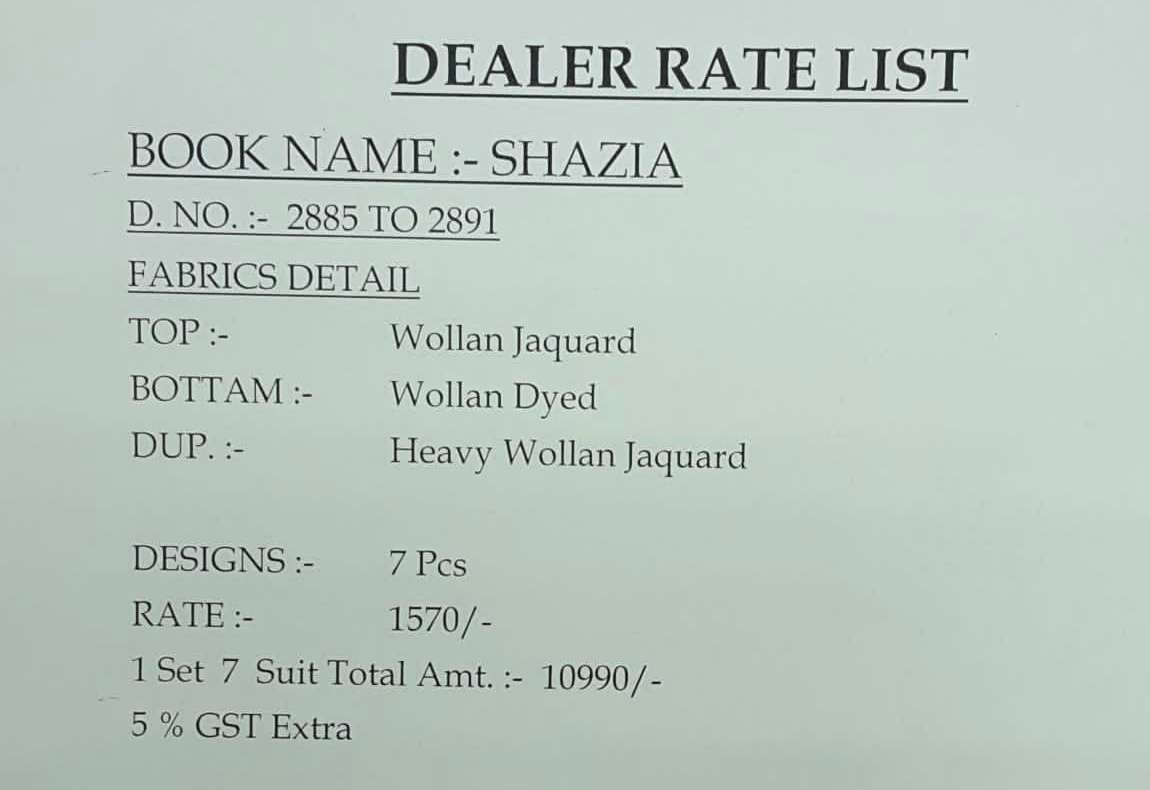 Rivaa exports Shazia 2885-2891 series pashmina wollen Jaqaurd salwar kameez surat
