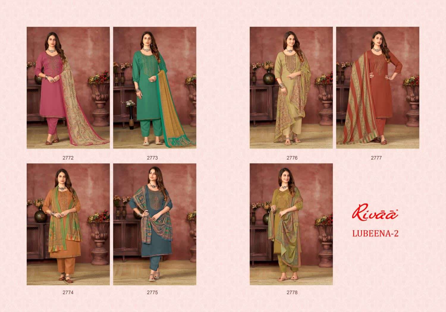rivaa lubeena vol 2 2772-2778 series unstich designer salwar kameez manufacturer surat 