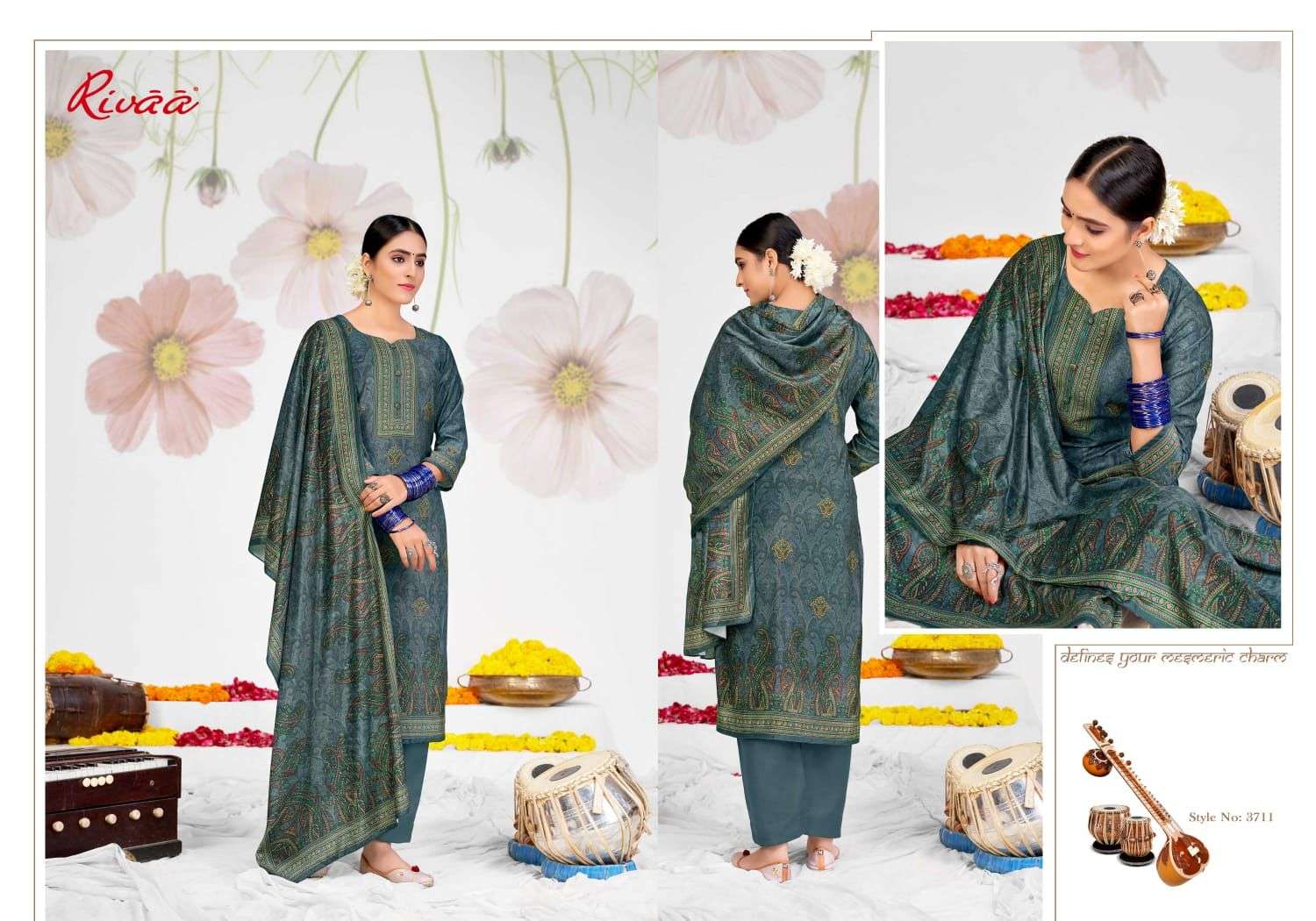 rivaa shaneel vol 2 3708-3714 series exclusive designer salwar kameez manufacturer surat 