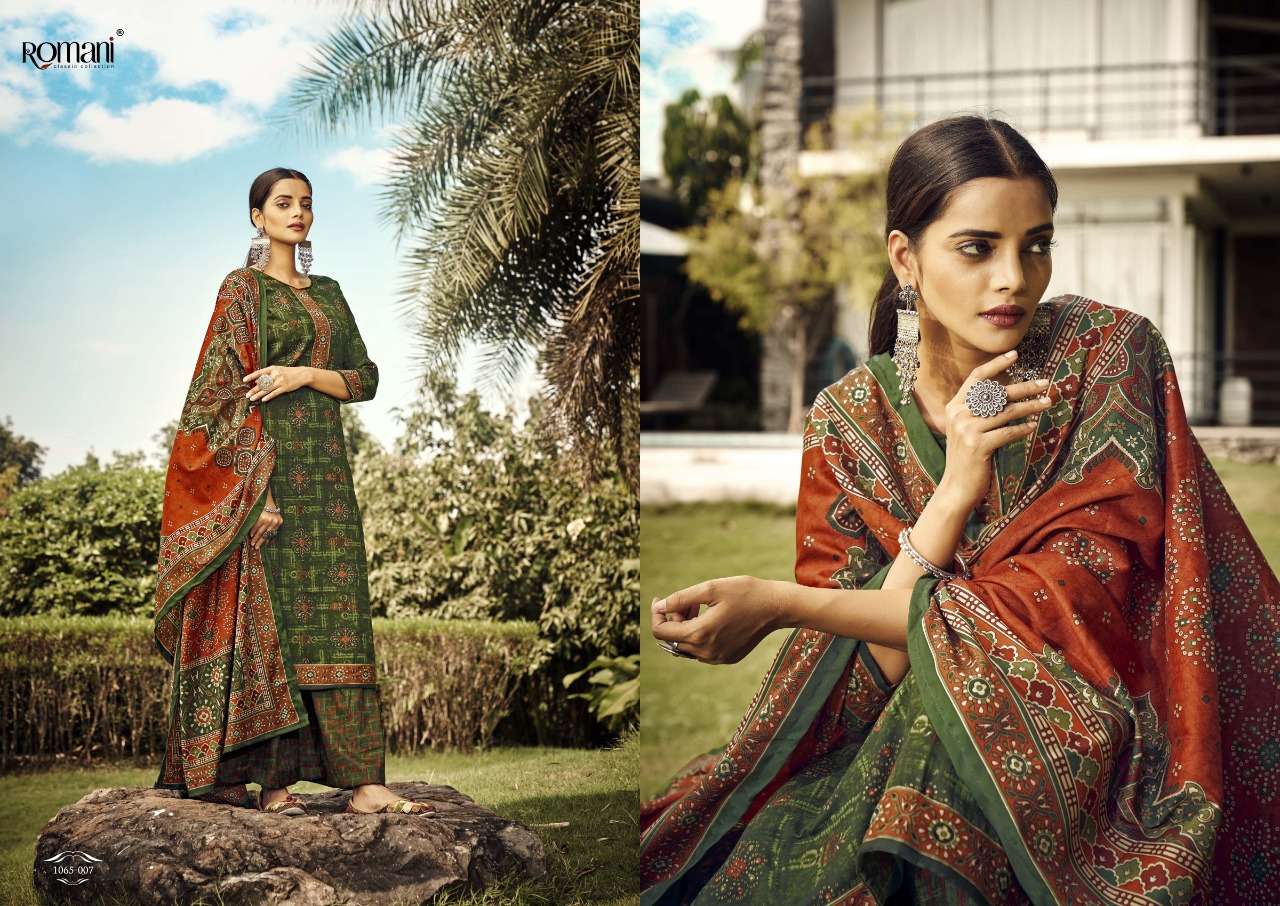 romani kasauti pure pashmina printed unstich salwar suits collection wholesale price 