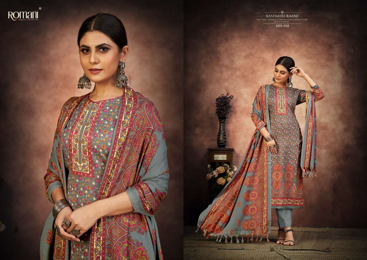 romani kashmiri kaani premium pashmina unstich dress material wholesale price 
