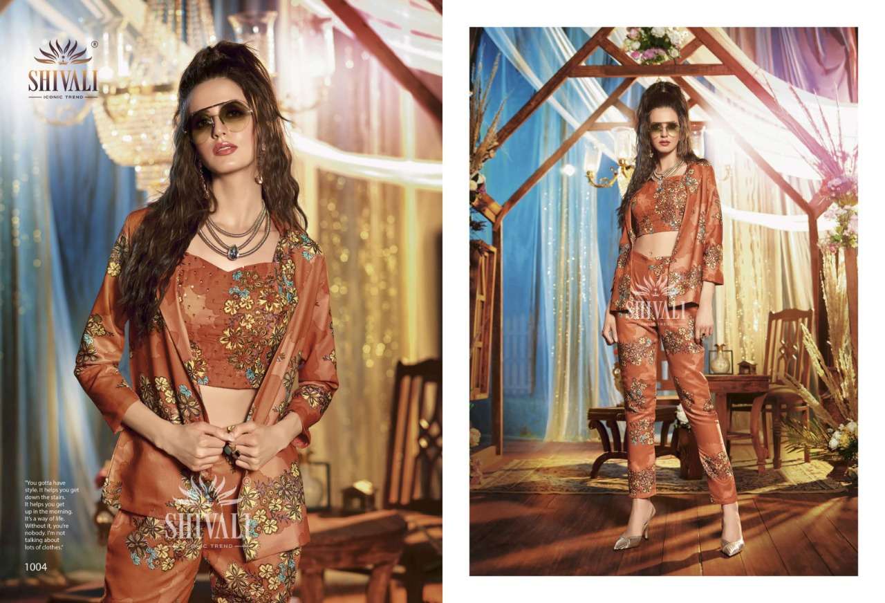 shivali bebo 1001-1005 series fancy co-ord set with jacket collection wholesale price surat