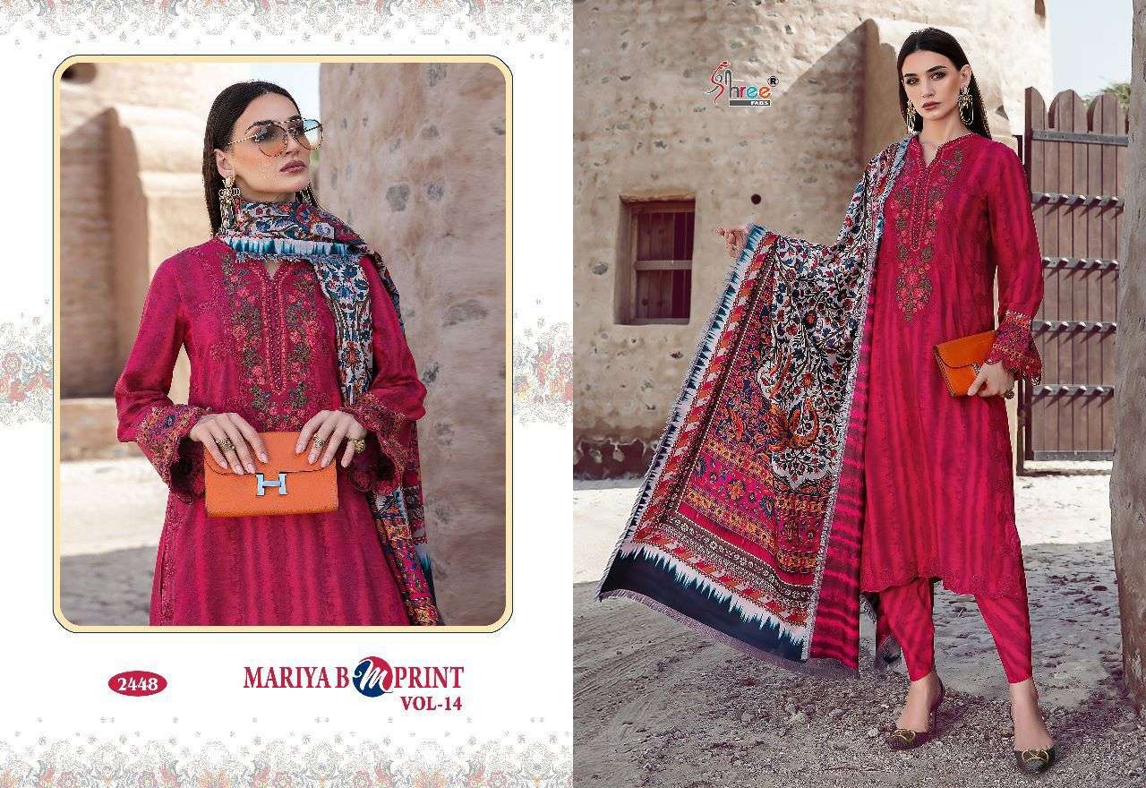 shree fabs maria b mprint vol-14 pure cotton self embroidered salwar kameez wholesale price 
