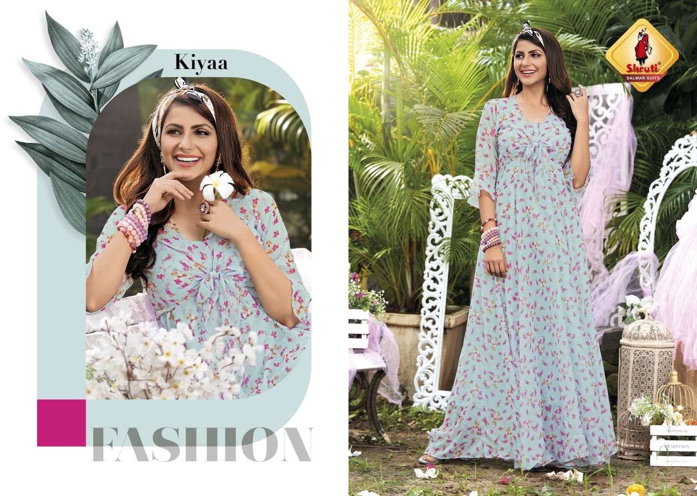 shruti preety lady floral printed floor touch gown wholesaler surat 