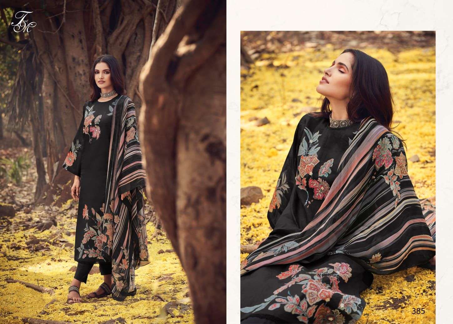 t&m black queen stpale twill digital printed unstich dress material supplier from surat
