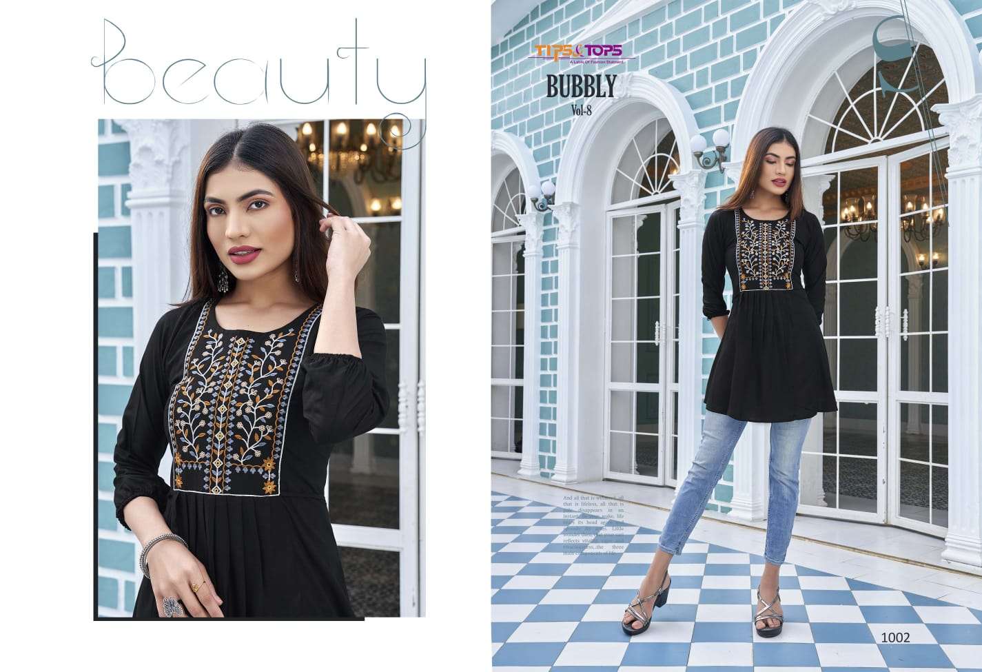 tips&tops bubbly vol-8 heavy rayon fancy short kurtis collection surat
