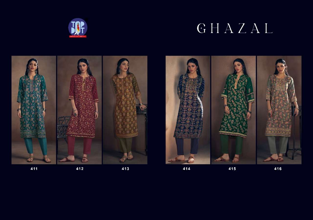 topdot ghazal pashmina fancy designer kurtis wholesale price surat online market