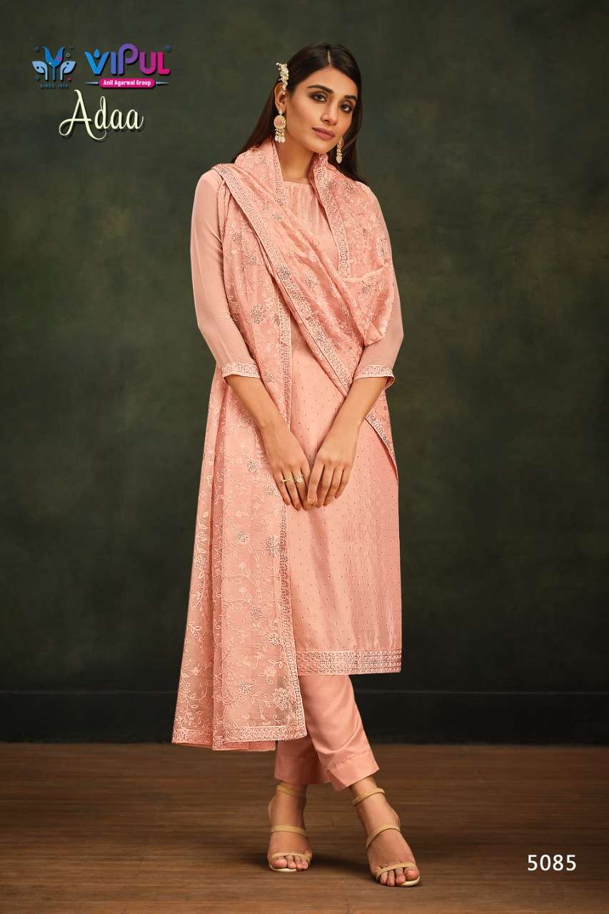 vipul fashion adaa 5081-5086 series soft organza embroidered salwar kameez surat