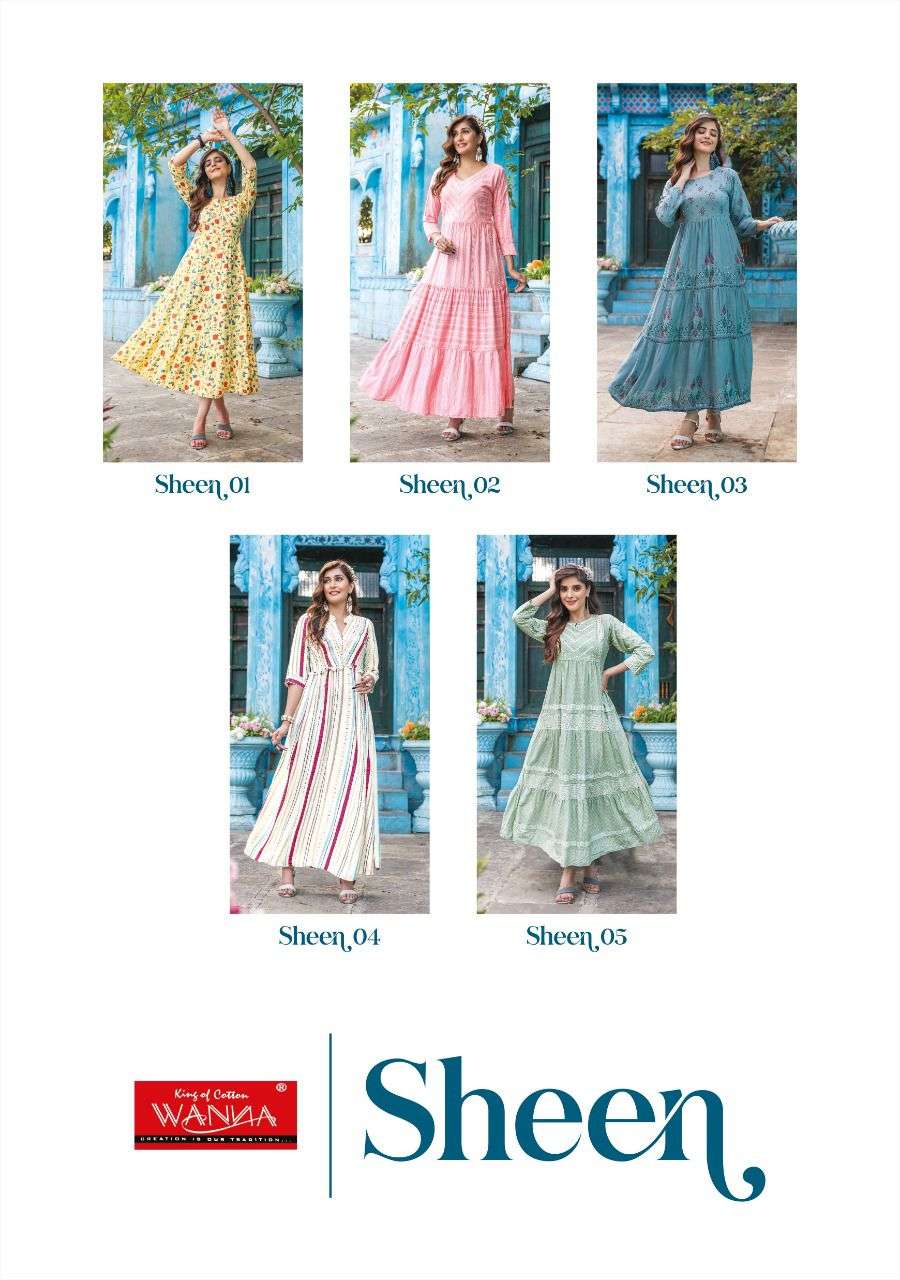 wanna sheen rayon trendy long designer kurtis wholesale price supplier surat