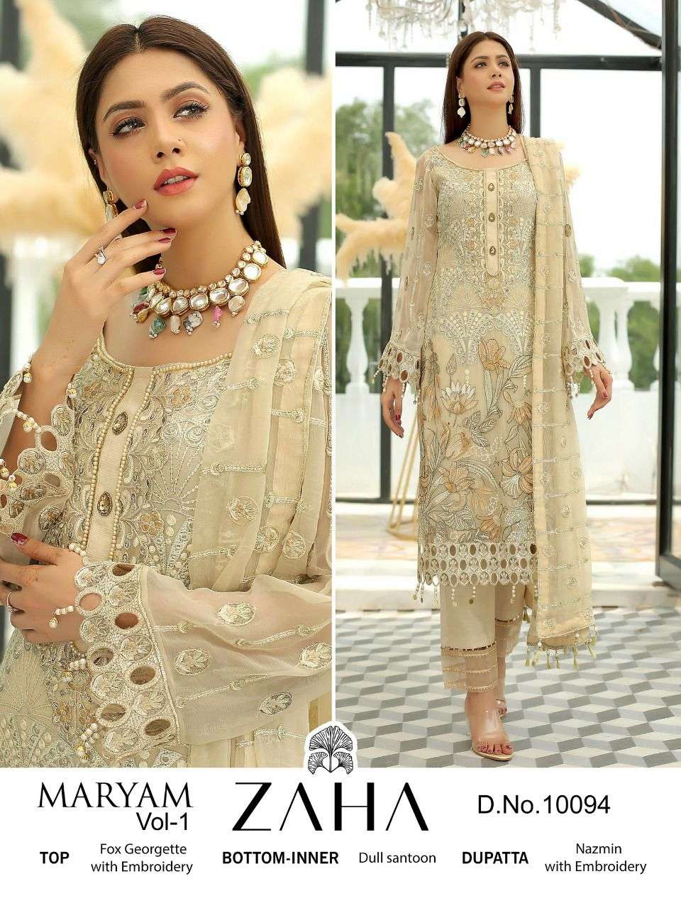 zaha maryam 10091-10094 pakistani designer salwar kameez wholesale price surat