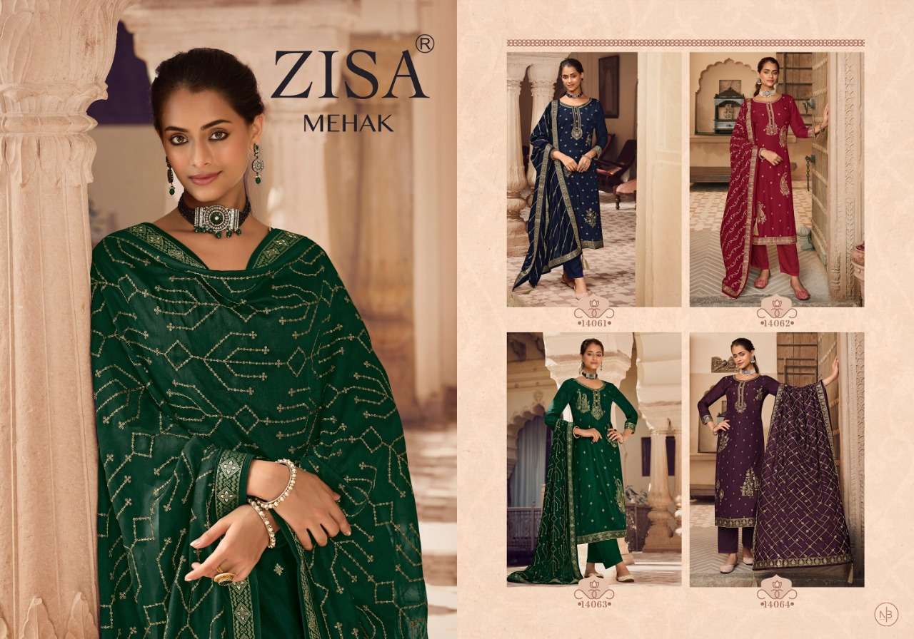 zisa mahek 14061-14064 series dola jaqaurd fancy salwar suits collection surat