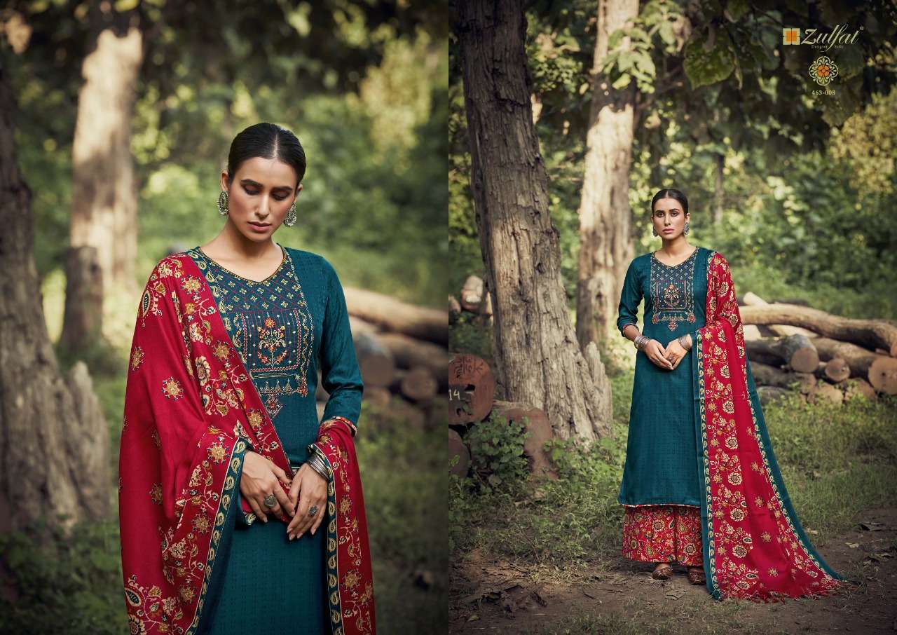 zulfat designer sohni vol-3 pure wool pashmina unstich salwar suits collection wholesale price 