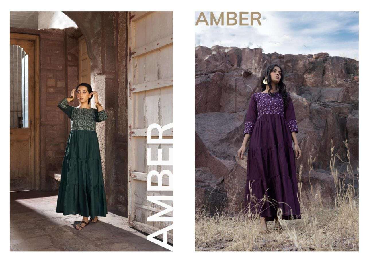 100 miles amber pure cotton heavy dress embroidery dress collection wholesale price 