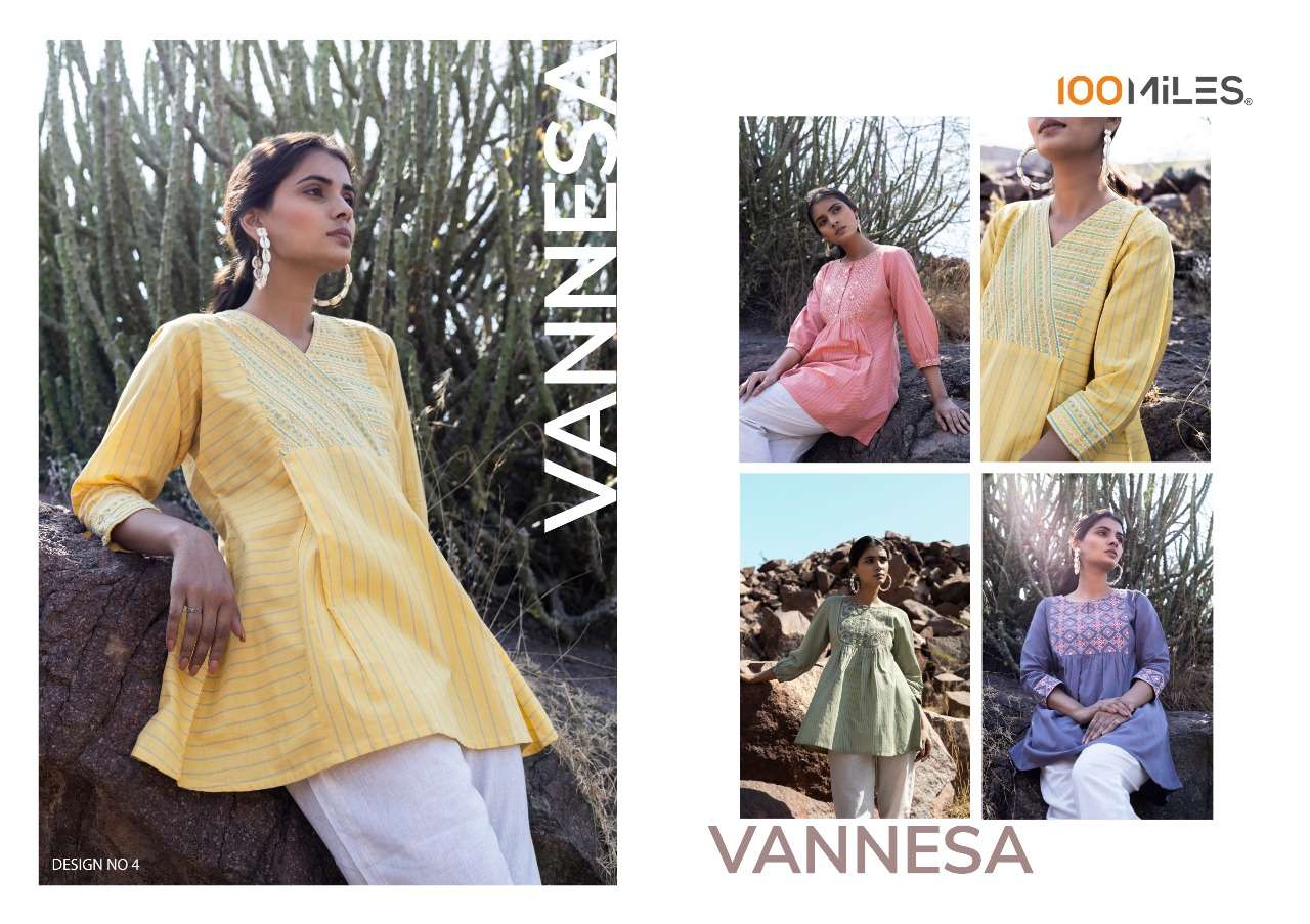 100 miles vannesa pure cotton embroidered tops collection wholesale price surat
