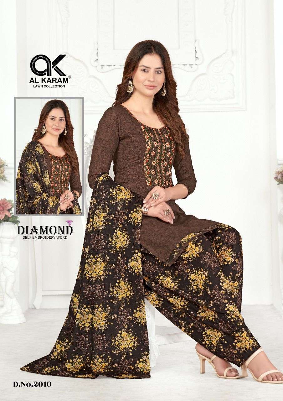 al karam diamond vol-2 2001-2010 series patiyala style salwar kameez manufacturer surat 