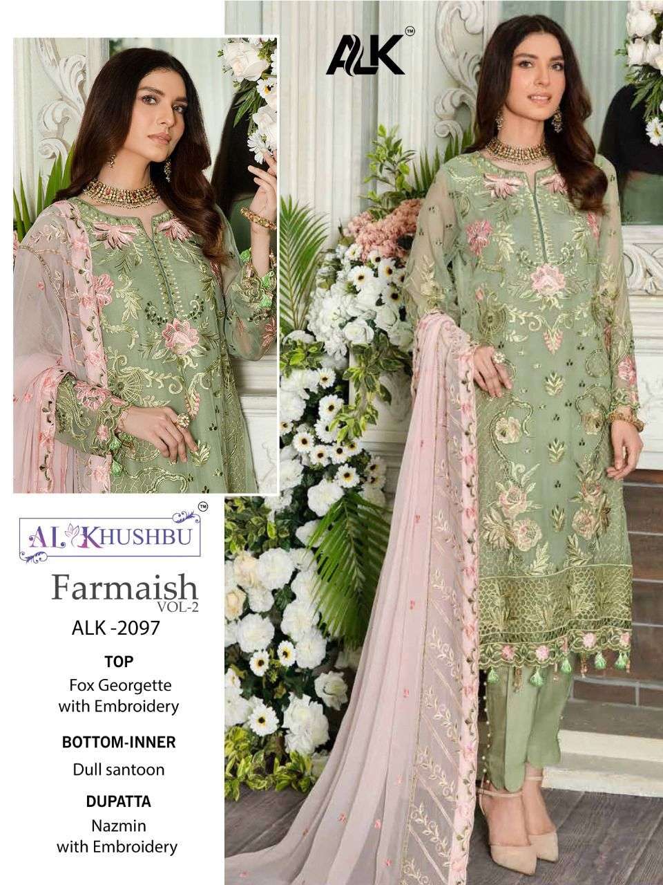 al khushbu farmaish vol 2 2097-2099 series fancy look designer pakistani suits manufacturer surat 