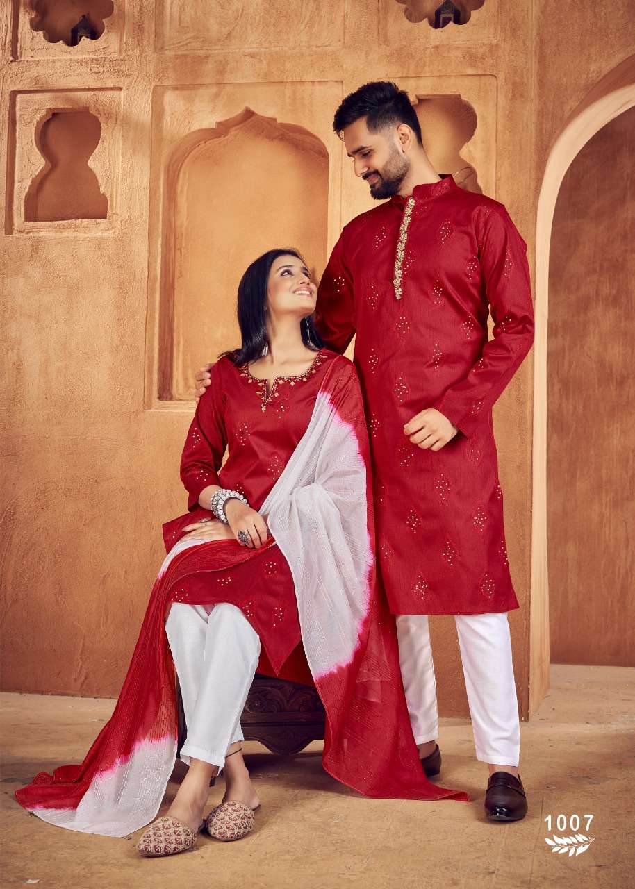 banwery fashion royal couple vol 11 1001-1009 series fancy kurti and kurta combo catalogue 