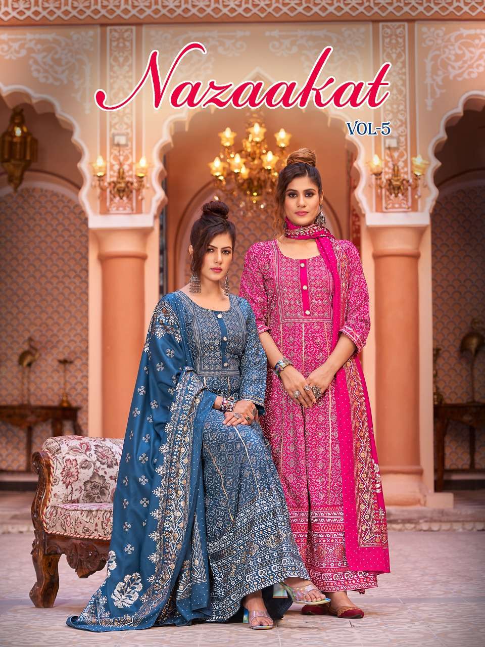 banwery nazaakat vol-5 5001-5006 series stylish designer gown with dupatta new catalogue collection 