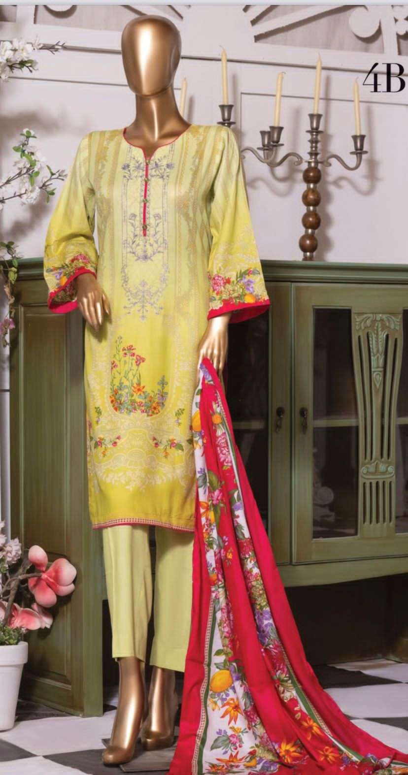 bin saeed embroidered lawn dupatta unstitched designer pakistani salwar kameez online surat 