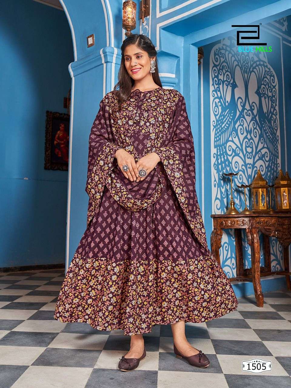 bluehills manika mage tithe vol 15 1501-1508 series fancy gown with dupatta catalogue new design