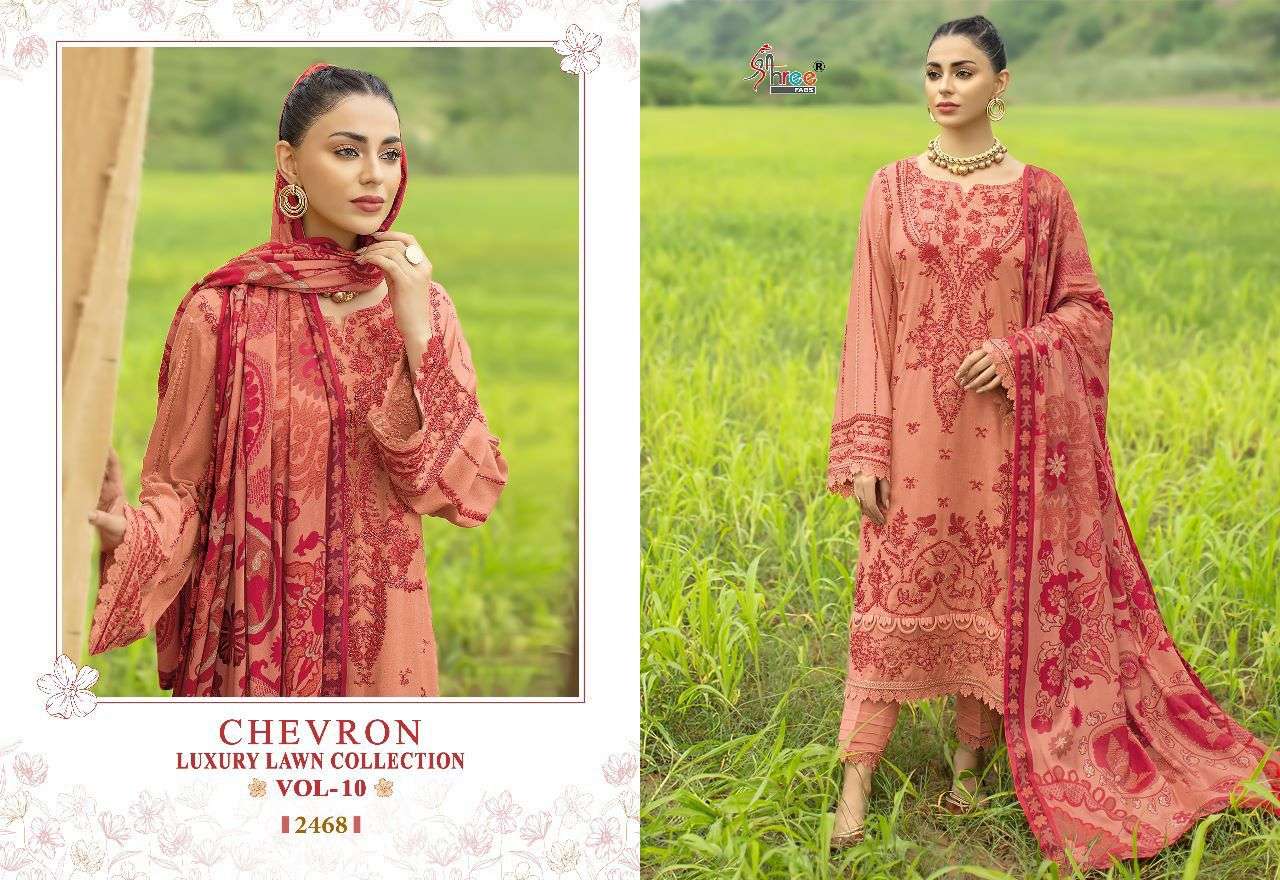 chevron luxury lawn collection vol-10 by shree fabs pure cotton unstich pakistani salwar kameez surat